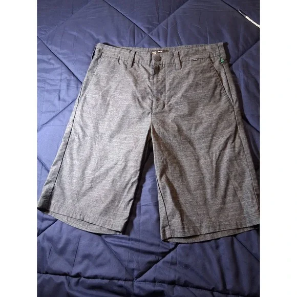Hurley Mens 29 Charcoal Gray Heathered‎ Walk Shorts Flat Front Casual Beach