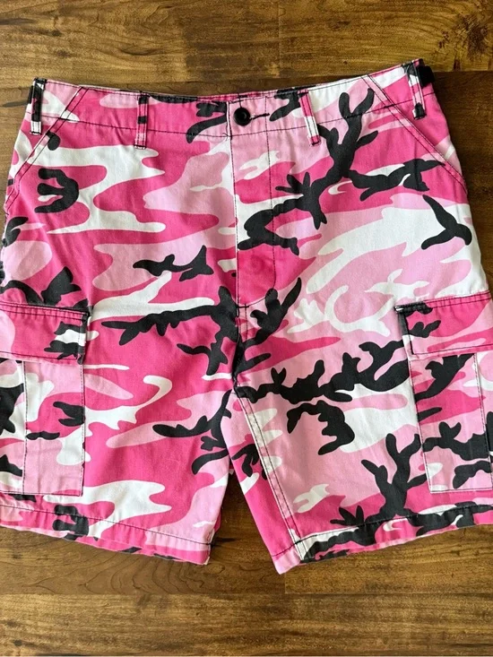 Rothco Cargo Shorts Mens Pink White Black Camo BDU Camo Small 31-35” Adjustable