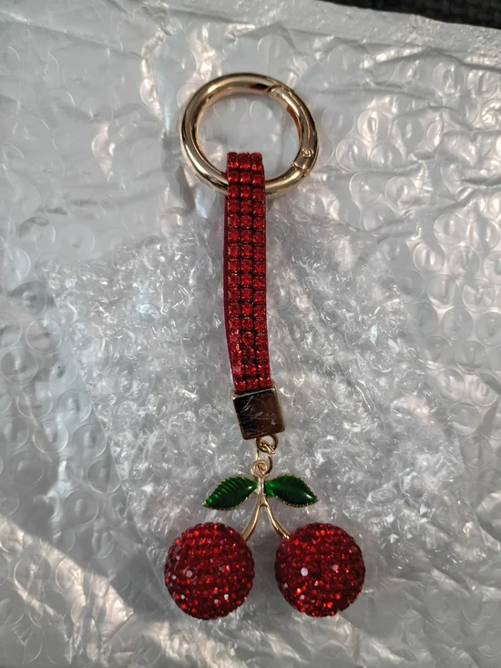Red Crystal Cherry Key & Card Holder Charm