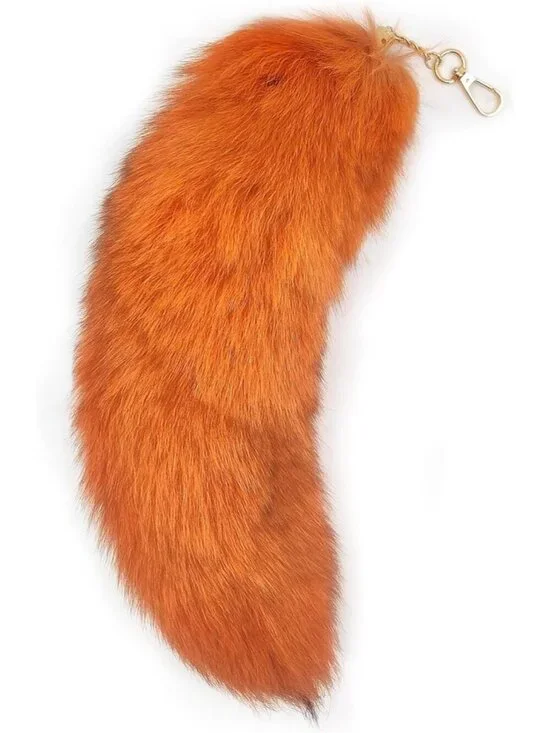 Women's Orange Fluffy Fox Tail Cosplay Keychain Birthday Party Costume Handbag