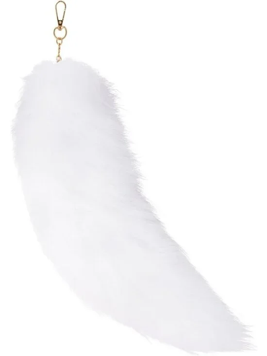 Women's White Pendant Cosplay Costume Halloween Furry Tails Keychain Handbag