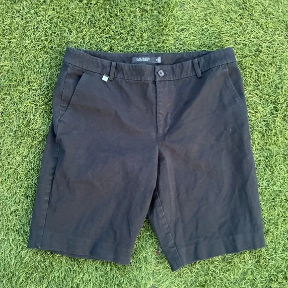 Lauren Ralph Lauren Mens Black Flat Front Chino Shorts Size 14 34x10