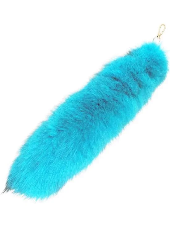 Women's Lake Blue Pendant Cosplay Costume Halloween Furry Tails Keychain Handbag