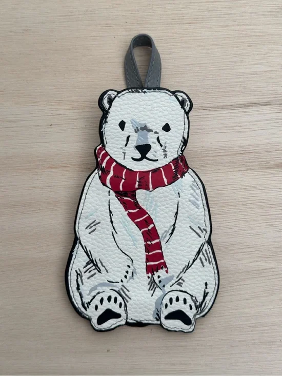 Vera Bradley White Polar Bear Key/Card Holder with Red Scarf