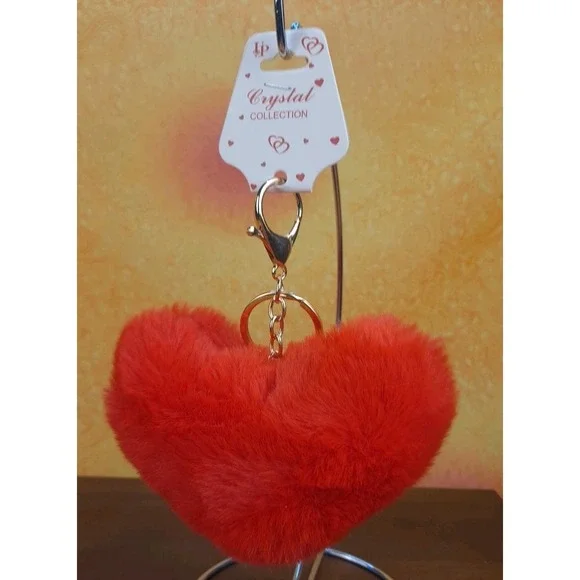 Crystal Collection Red Heart Shaped Keychain Purse‎ Charm Backpack Clip 4.5