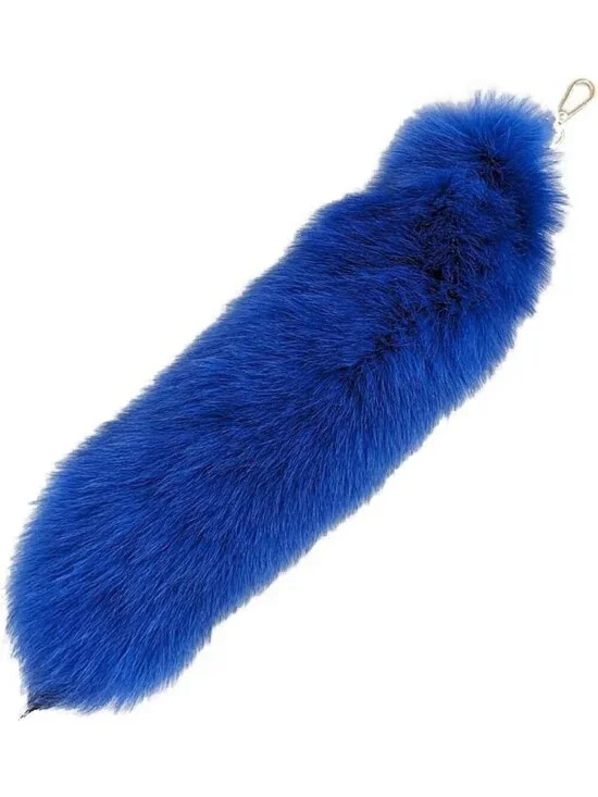 Women's Blue Pendant Cosplay Costume Halloween Furry Tails Keychain Handbag