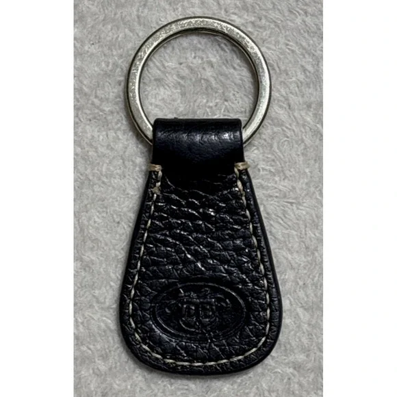Dooney Bourke Leather Key Chain Ring Black DB Embossed