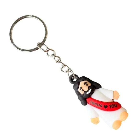 Jesus Key Chain Red White 3.5