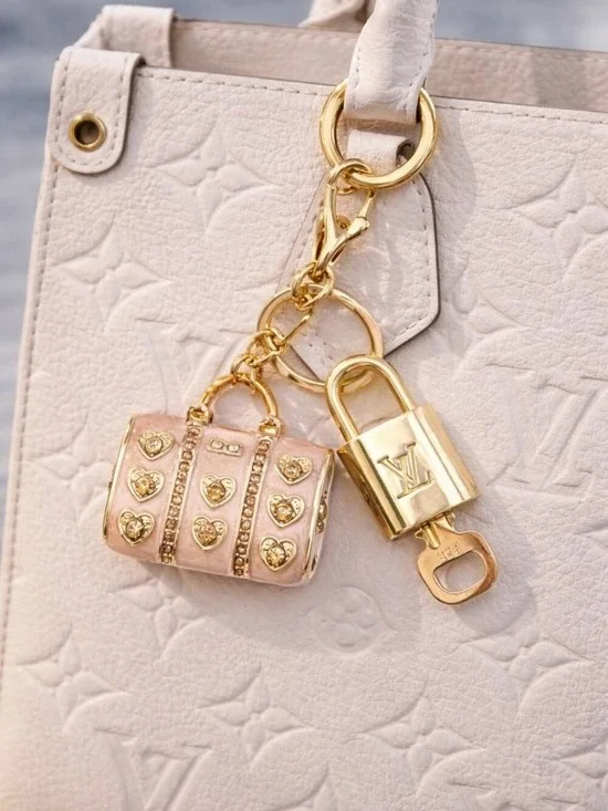 Authentic Louis Vuitton Padlock & Key Gold ✨Unbranded Bag Charm Keychain