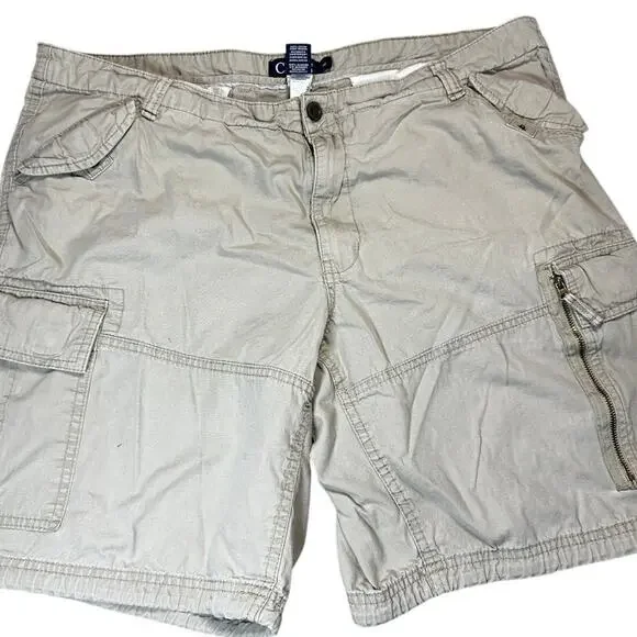 Chaps Mens Cargo Shorts Size 40 Khaki Tan 100% Cotton Casual Utility