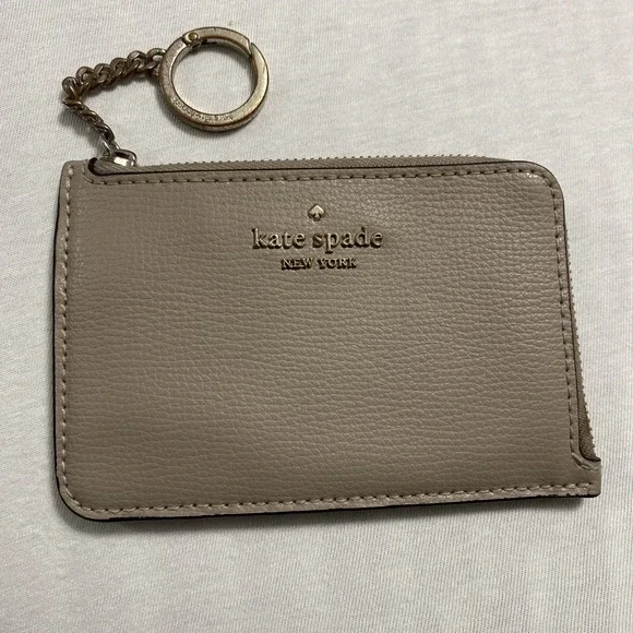 Kate Spade New York Medium L-zip Card  Holder with Key‎ Chain Taupe