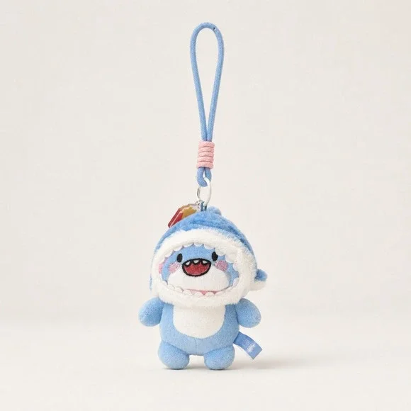 HAVEROSE Cute Blue Shark Plush Keychain Bag Charm Wrist Strap 5.5in NWT Kawaii
