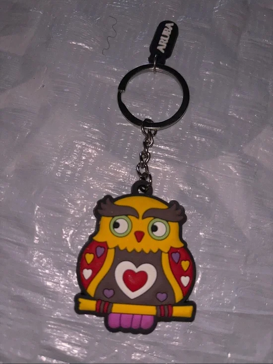 Yellow Owl Heart Keychain - Cute Card & Key Holder Accessory