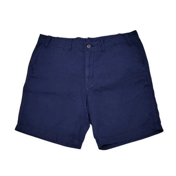 Polo Ralph Lauren 8-inch Straight Fit Linen-cotton Short Mens Navy Blue Size 34