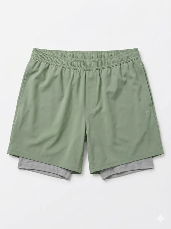 DSG Sage Green Men's 2-in-1 Training Shorts