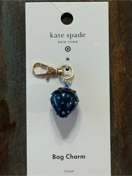 kate spade x Target Ltd Edition Blue Strawberry Bag Charm Keychain NWT
