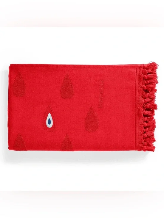 Haremlique Istanbul Evil Eye Peshtamal Turkish Cotton Towel Red Blue $120