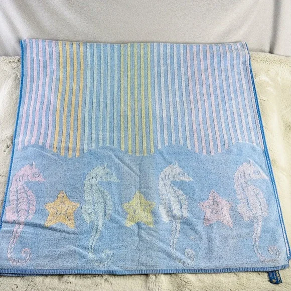 Vintage Gramercy‎ Brastex Towel Seahorses Two Sided Beach Brazil 28