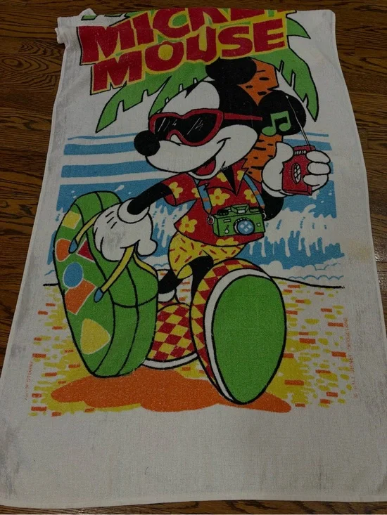 Vintage Franco Cool Mickey Beach/Bath Towel Walt Disney Production Flaws See Pic
