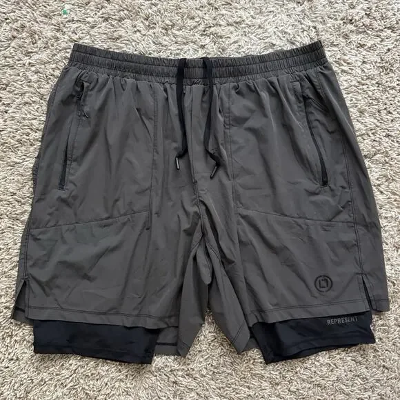 Represent 247 Team Brown Lined Athletic Shorts Performance Stretch Mens Size XXL