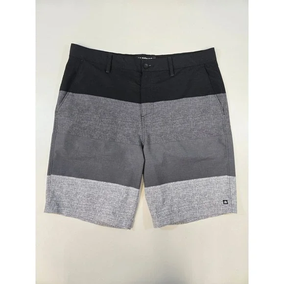 Micros‎ Mens Hybrid Board Shorts Size 34 Black Grey Colorblock Quick Dry