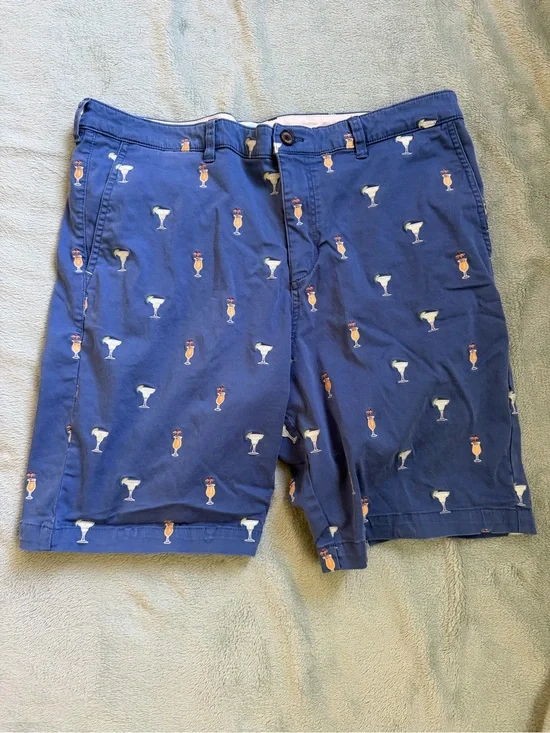 Tommy Bahama Men’s 36 Cocktail Margarita Print Short Navy Blue Cotton Tencel