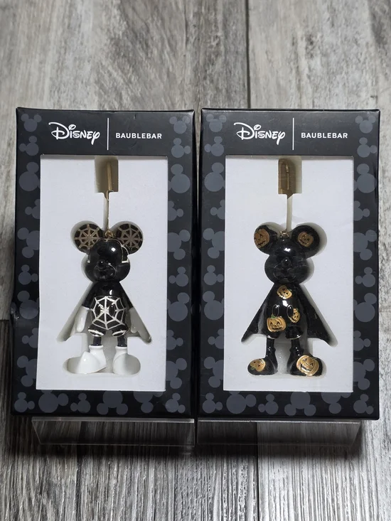 BaubleBar Disney Mickey Mouse Halloween Spider Web & Pumpkins Bag Charm Set *NIB