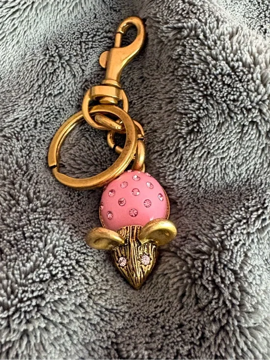 Unbranded Gold-Tone Pink Crystal Mouse Keychain or purse Charm