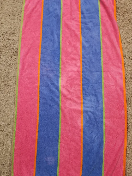 Vintage Terri Tori Striped Beach Towel Colorful Cotton Brazil