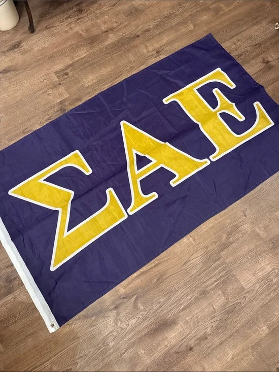 Purple and Gold Sigma Alpha Epsilon Fraternity Decorative Wall Flag