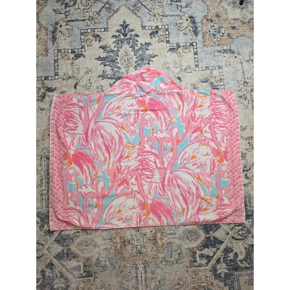 Lilly Pulitzer x Pottery Barn Kid Pink Colony Flamingo Hooded Cotton Beach Towel