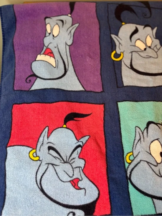 Vintage Disney Aladdin Faces of the Genie Beach Towel