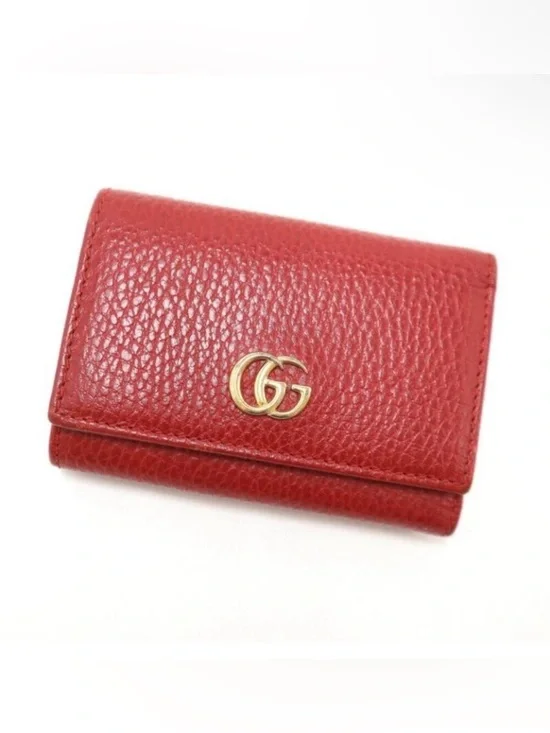 Gucci Compact Wallet Trifold Marmont Leather red