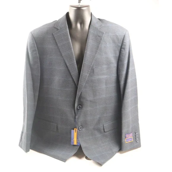 Giorgio Fiorelli Suit 2BT Vent Nopleat Blue Plaid 50/44 NWT