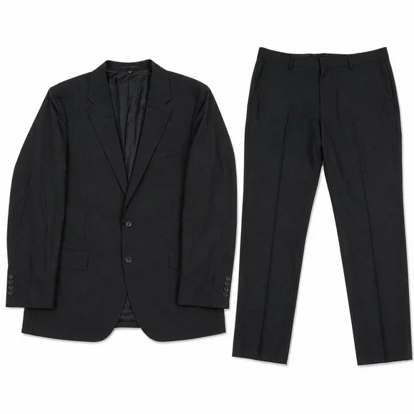 J Crew Ludlow Loro Piano 2-Piece Suit Mens 44R/34x32 Black 100% Italian Wool