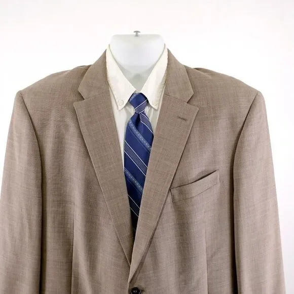 Tommy‎ Hilfiger Brown Tan Sharkskin Wool 44R 2 Button Blazer