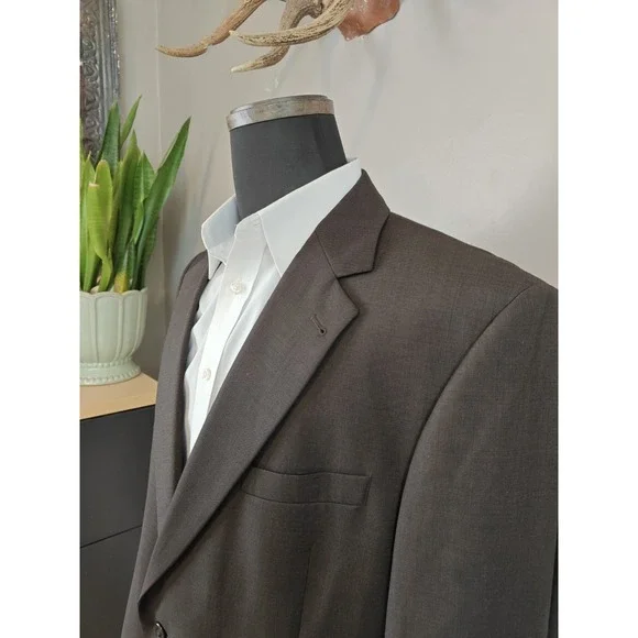 Jos A Bank Mens Wool Blazer 44L Brown 2 Button Sports Coat Signature Collection