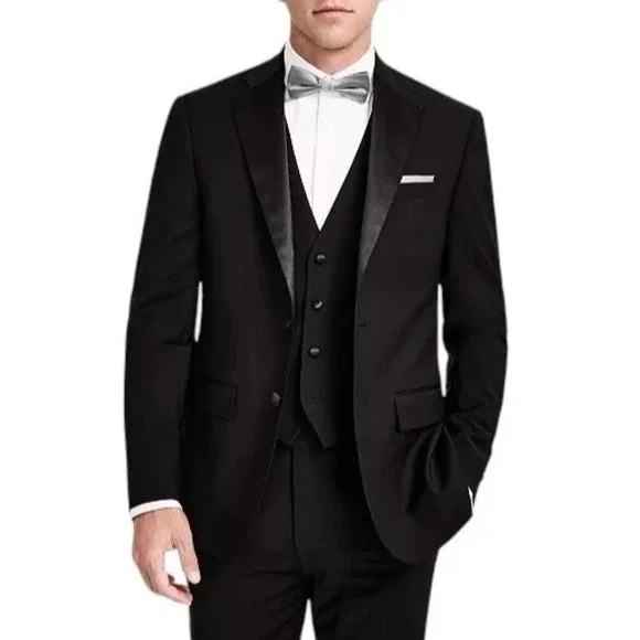 Calvin Klein Mens Slim fit Wool Tuxedo Jacket Blazer 38R Black Solid No pants