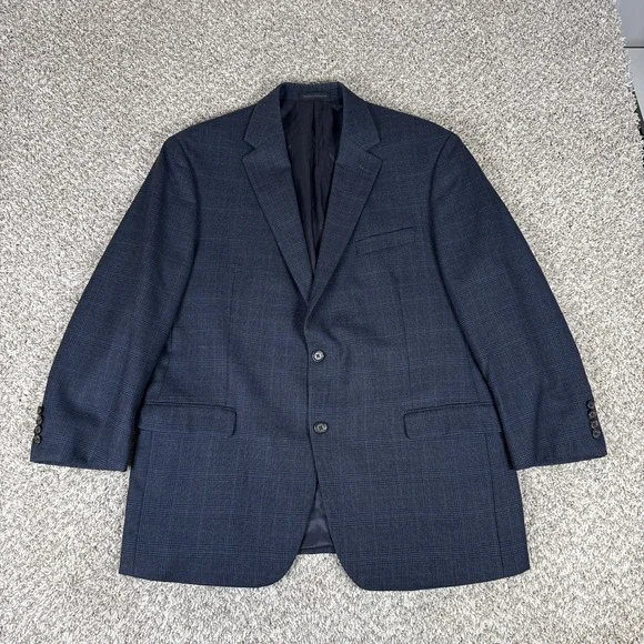Lauren Ralph Lauren Blazer Mens 44R Blue Plaid Wool 2 Button Professional Preppy