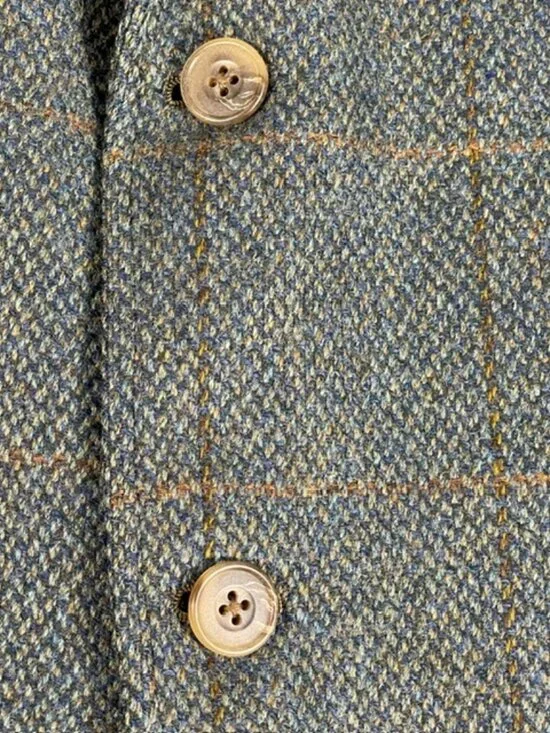 Norman Hilton CUSTOM MADE Windowpane Tweed Blazer 42L Wool Sport Coat USA 1994