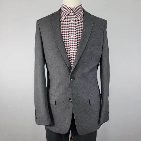 Haggar‎ Men's Sport Coat Blazer Two Button Gray Polyester Blend Size 40L