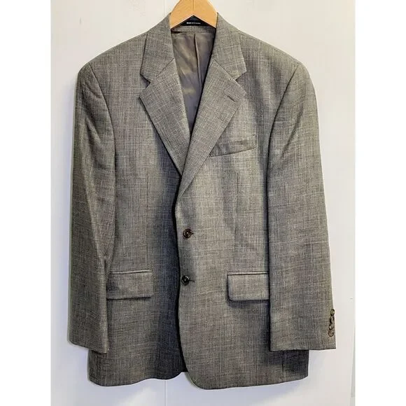 Chaps Ralph Lauren Blazer Jacket Mens 40R Regular Grey Wool, Linen Sport‎ Coat
