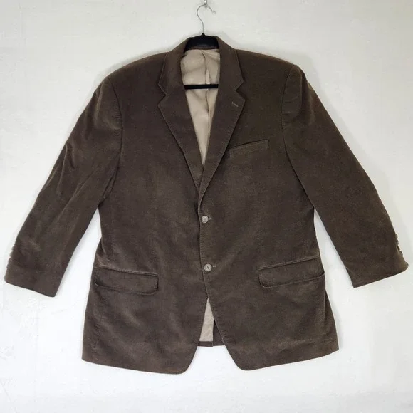 Calvin Klein Mens Brown Corduroy Blazer Sport Coat 48R 100% Cotton 2 Button