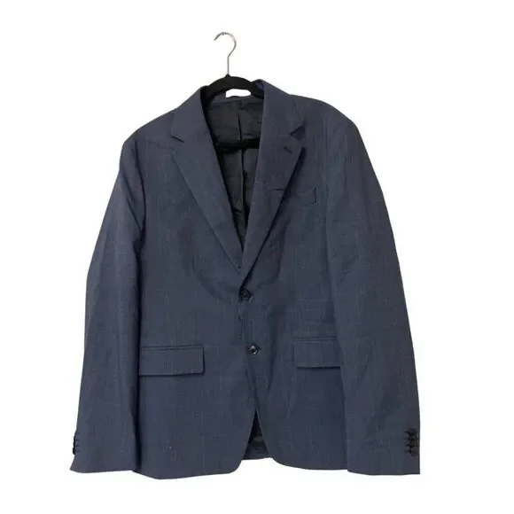Zara Men Blazer Suit Jacket EU 50 US 40 Blue Windowpane Classic 4501/288 NWOT