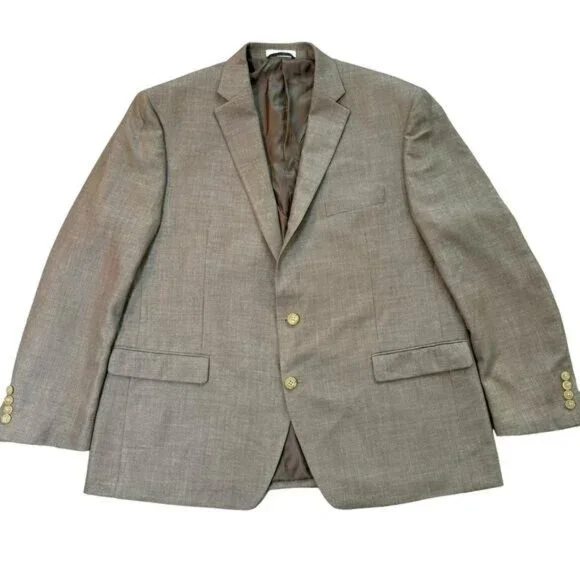 Lauren by Ralph Lauren Tan Blazer Jacket‎ Poly/Linen Blend Size 48R