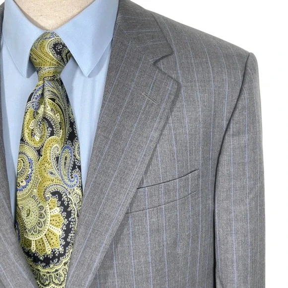 Brooks‎ Brothers 1818 Madison Blazer Men 42R Gray Blue Pinstripe Wool Italian