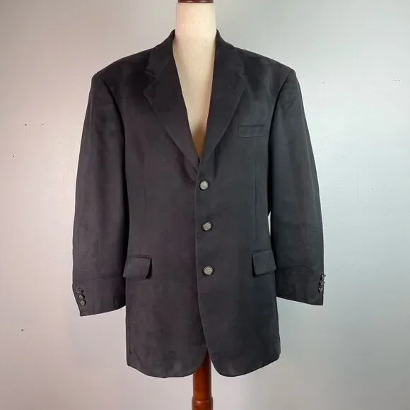 GianFranco Black Suede Sport Coat Size 42R EUC