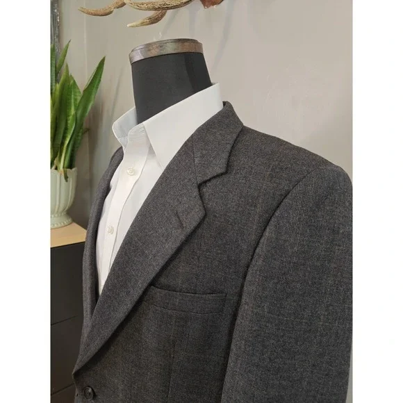 Bespoke 40R Gray Plaid Wool Blazer Mens 2 Button Sport Coat Made in USA M501