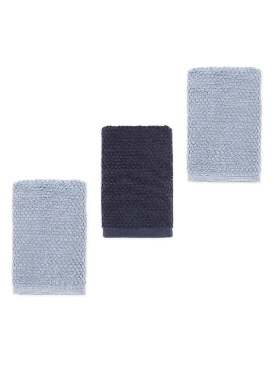 Wild Sage Savannah Quick Dry 90% Cotton HAND TOWELS = 2 Blue Fog + 1 Bijou Blue