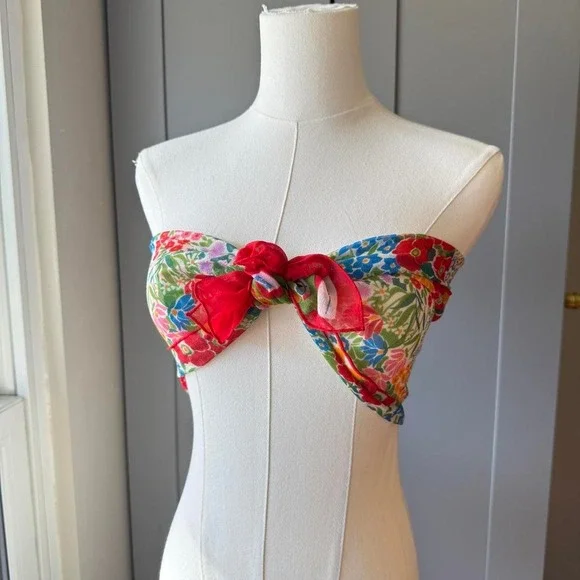 Anne Klein Vintage Floral Silk Scarf Signed Oblong 12x43